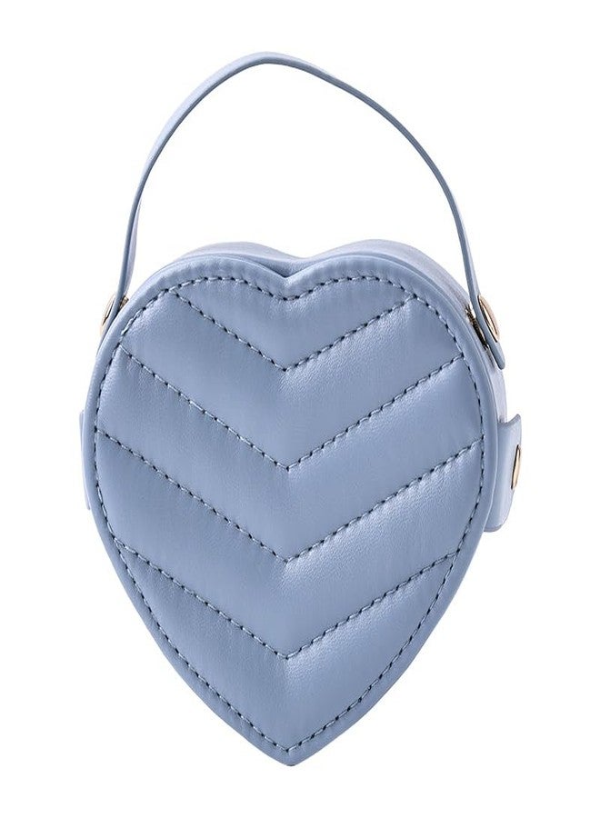 CASEGRACE Small Travel Jewelry Case, Elegant Heart Shaped Design with Detachable Handle,Portable Jewelry Organizer Box for Necklace Rings Earrings,Jewelry Storage for Women Girls (Blue) - Image 1