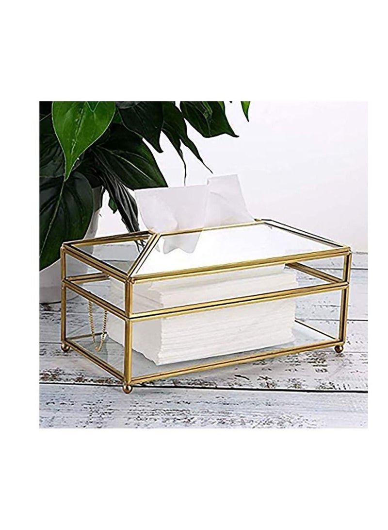 Y&D Elegant Transparent Tissue Holder Box Gold/Clear  - Image 2