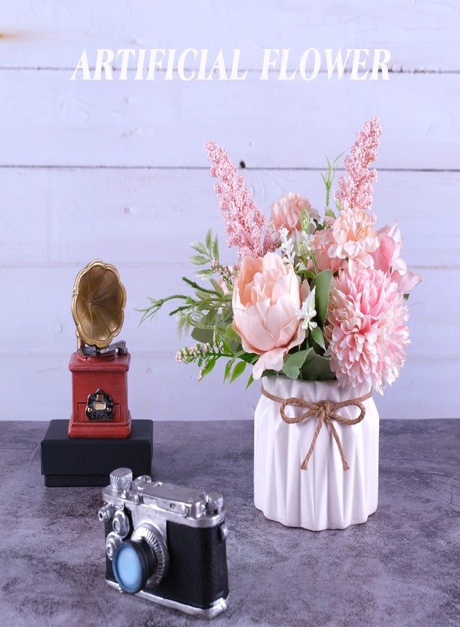 Meyerascal Artificial Potted Flowers Pink, Small Ceramic Vase Fake Flower Plants Desktop Decoration Indoor for Home and Office, Faux Flowers Hydrangea Decora for Table,Bookshelf,Bedroom,Living Room,Party.(Pink) - Image 4
