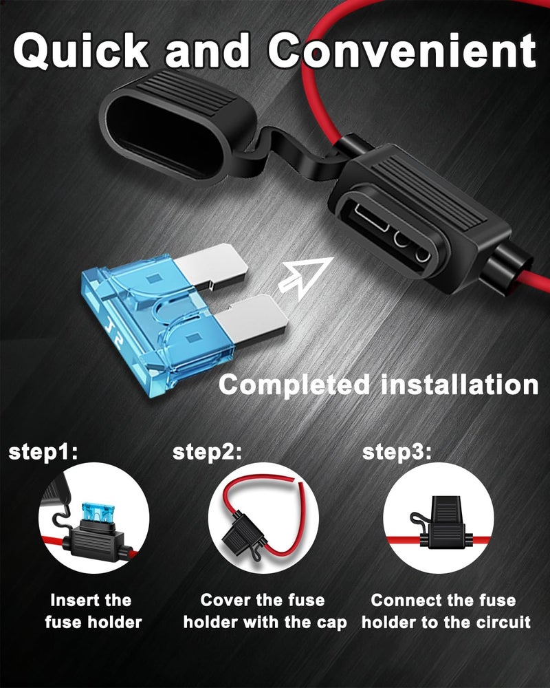Riseuvo 5 Pack 12 AWG Inline Fuse Holder with 60 ATC/ATO Standard Blade Fuses - Image 5