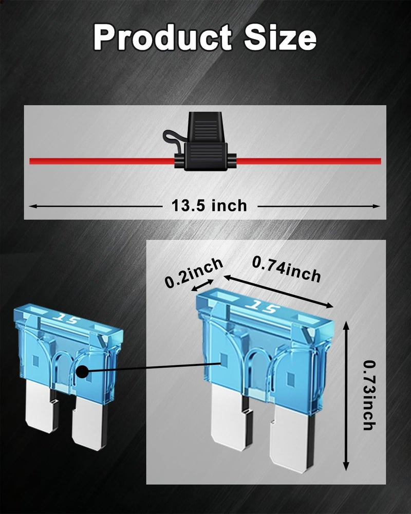 Riseuvo 5 Pack 12 AWG Inline Fuse Holder with 60 ATC/ATO Standard Blade Fuses - Image 2