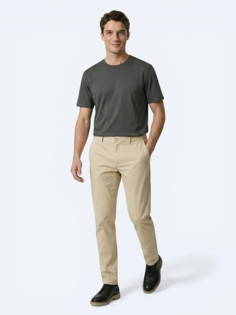 Kip Dark Khaki Plain T-Shirt