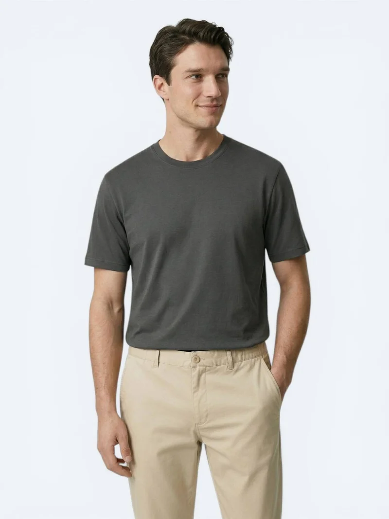 Kip Dark Khaki Plain T-Shirt