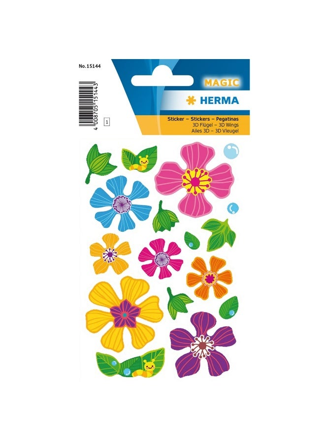 Herma Magic 3D Stickers with Colorful Flowers and Raised Wings for Crafts and Scrapbooking, Model 15144, 1 Piece - Image 1