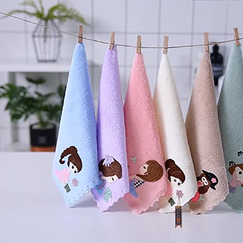 CLUZE Microfiber Wash Towels Quick Absorbent Soft Coral Fleece Kids Handkerchief- Face Towel for Girls Cute Doll Embroidered Hanky, Baby Shower Gift Set - Image 5