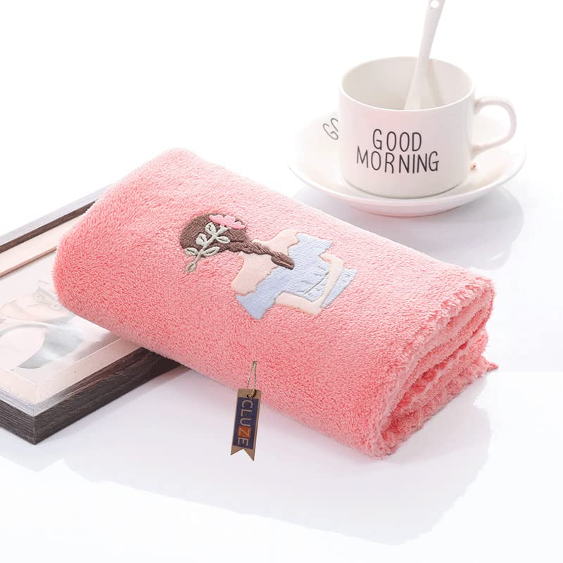 CLUZE Microfiber Wash Towels Quick Absorbent Soft Coral Fleece Kids Handkerchief- Face Towel for Girls Cute Doll Embroidered Hanky, Baby Shower Gift Set - Image 4