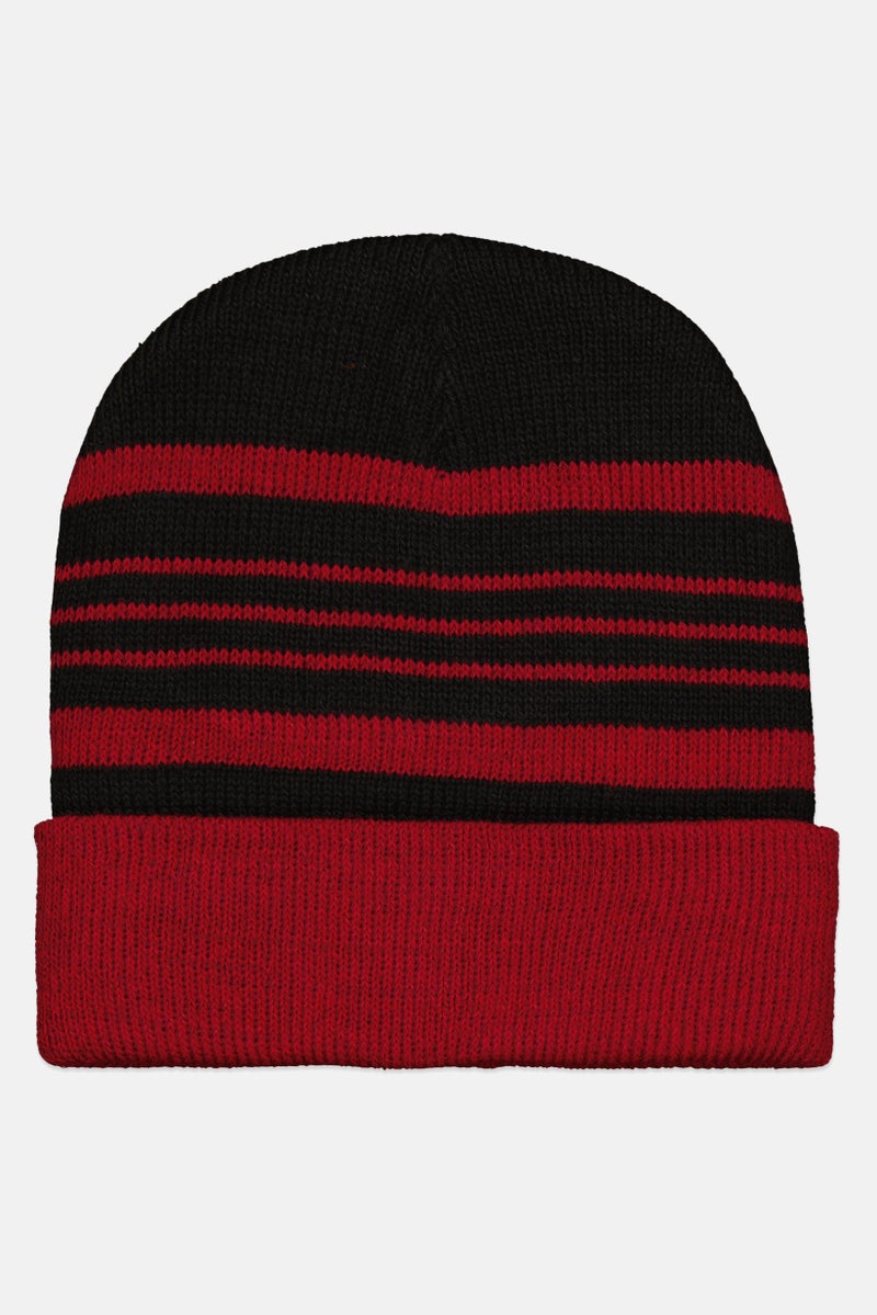 Royal Deluxe Men Sherpa Lined Striped Beanie, Assorted - Image 1