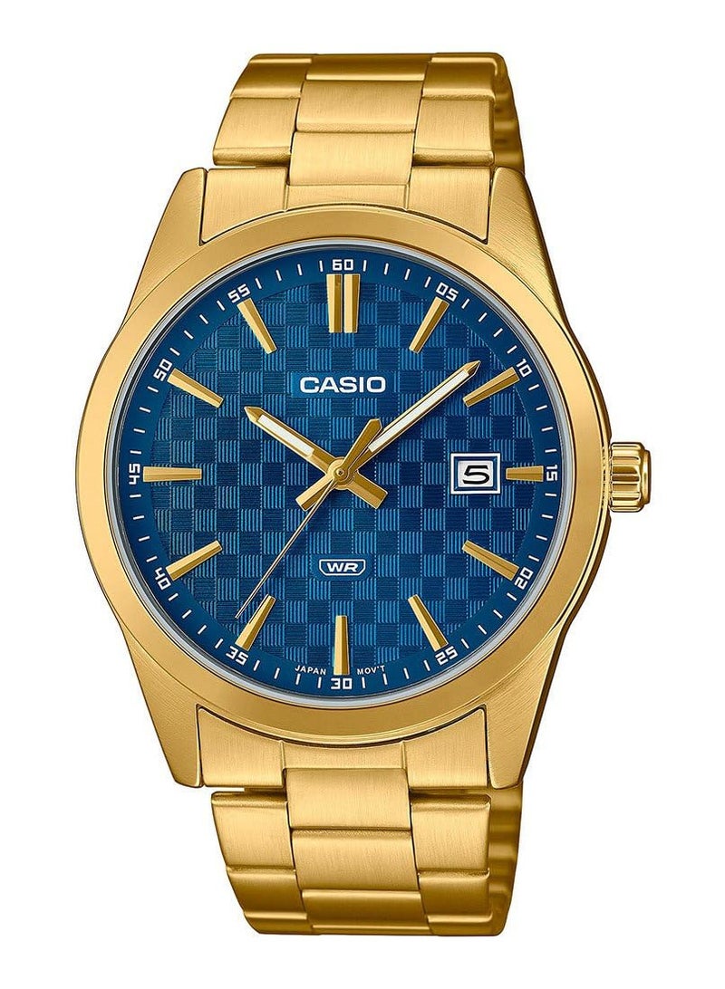 Casio Men's Gold and Blue Analog Watch MTP-VD03G-2AUDF - Image 1