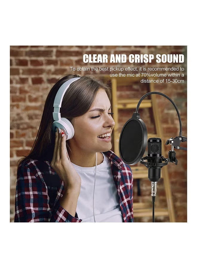 Professional Condenser Microphone Bundle with Live Sound Card for Studio Recording and Broadcasting Black - Image 2