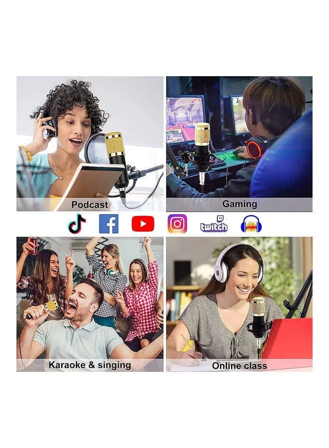 Professional Condenser Microphone Bundle with Live Sound Card for Studio Recording and Broadcasting Black - Image 3