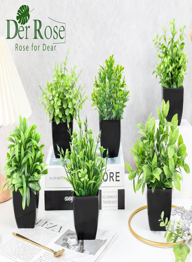 Der Rose 6 Pack Fake Plants Mini Artificial Plants for Home Office Farmhouse Bathroom Shelf Decor Indoor - Image 3