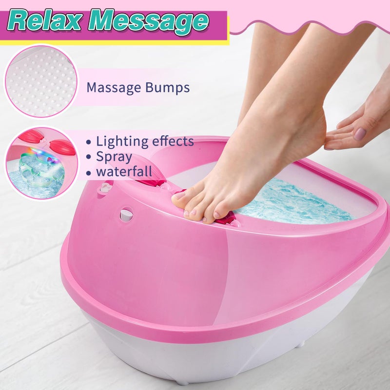 B Bascolor Kids Foot Spa & Nail Kit Set, Kids Spa Day Kit for Girls, Massage Foot Soak Tub and Nail Dryer, Toys Manicure Pedicure Art Salon Girl Gift for 5 6 7 8-12, Christmas Birthday Gifts for Kids - Image 4