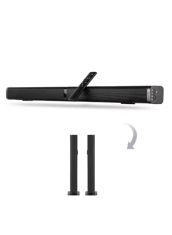 WALALLA Detachable TV Soundbar Speaker with HDMI ARC, Bluetooth 5.3 Home Theater Audio System, 2 in 1 Wall Mount or Tower Design, 40W Soundbar with Optical, AUX, USB and Remote Control, Black - Image 1