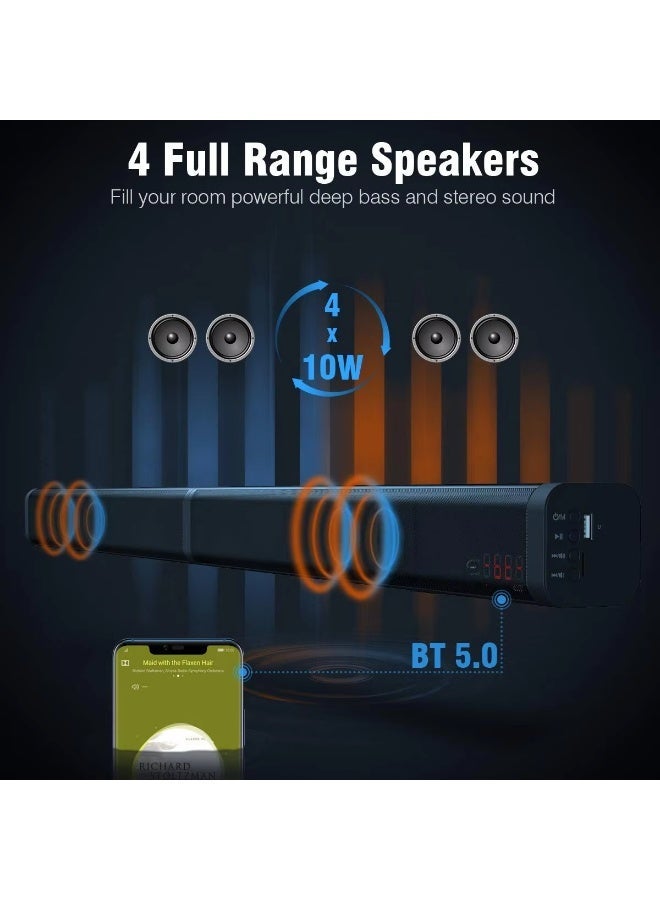 WALALLA Detachable TV Soundbar Speaker with HDMI ARC, Bluetooth 5.3 Home Theater Audio System, 2 in 1 Wall Mount or Tower Design, 40W Soundbar with Optical, AUX, USB and Remote Control, Black - Image 4