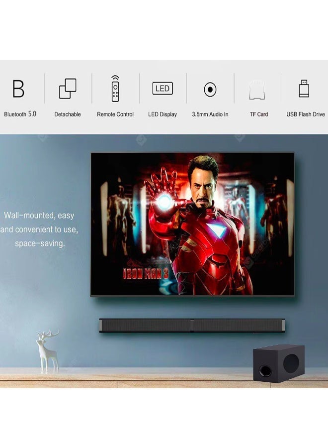 WALALLA Detachable TV Soundbar Speaker with HDMI ARC, Bluetooth 5.3 Home Theater Audio System, 2 in 1 Wall Mount or Tower Design, 40W Soundbar with Optical, AUX, USB and Remote Control, Black - Image 3
