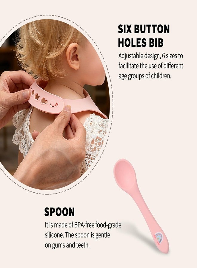 Imagination Junction silicone baby feeding set, Baby Led Weaning Supplies，Cutlery Feeding Supplies, Baby Utensils Feeding Essentials for Starting Solids，5 Piece Set (pink) - Image 3