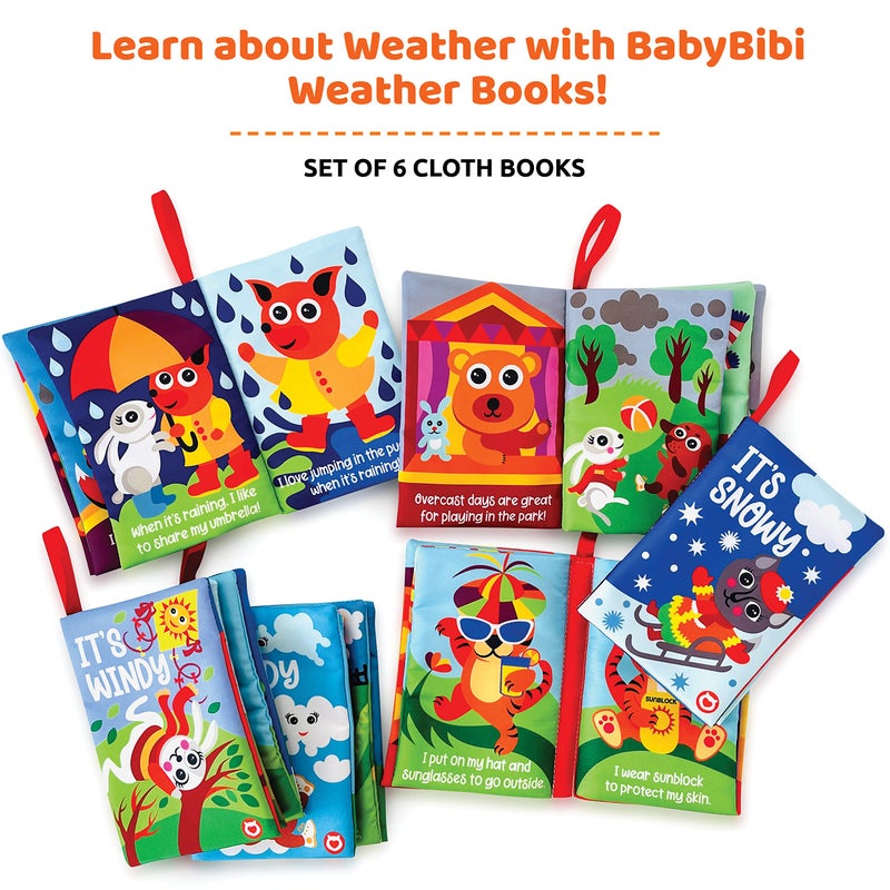 BabyBibi Cloth Books (Set of 6). High Contrast Soft Books. Black and White Images Encourage Infant Development - Suitable for Babies and Toddlers from 3 Months (Seasons) - Image 3