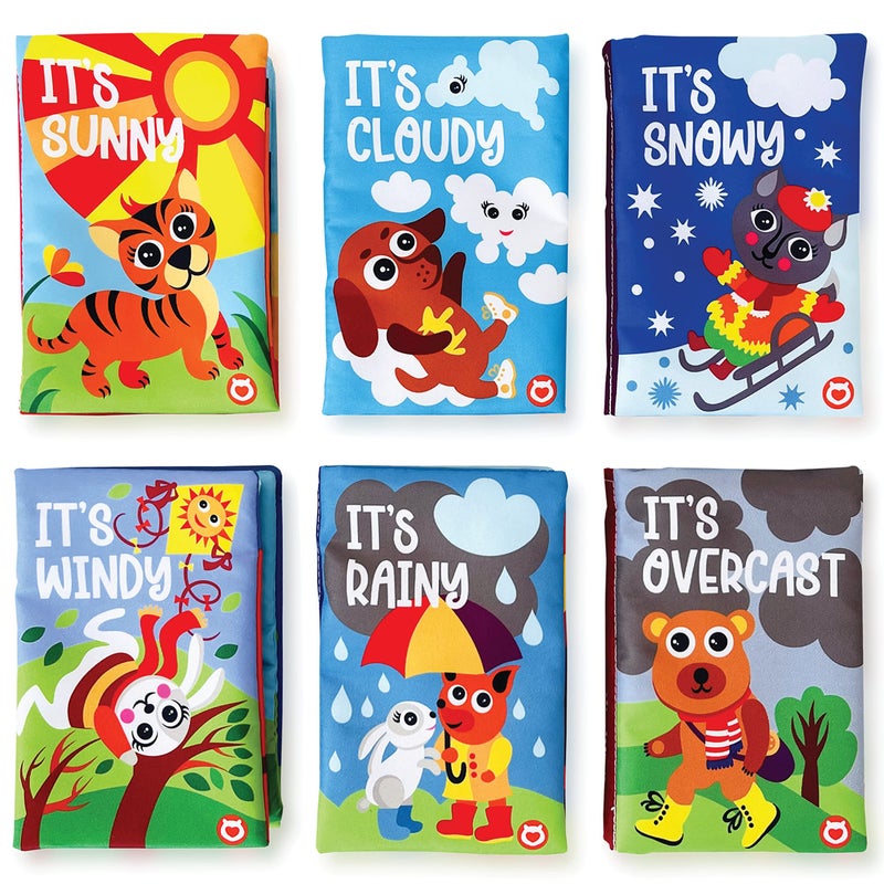 BabyBibi Cloth Books (Set of 6). High Contrast Soft Books. Black and White Images Encourage Infant Development - Suitable for Babies and Toddlers from 3 Months (Seasons) - Image 1