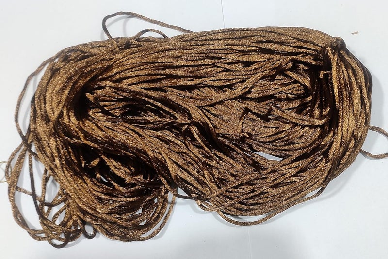 OMX 2.5 MM, 60 to 75 Mtr, Thick Malai Macrame Cord/Malai Dori/Silk Macrame, Bugtail Satin Cord Shamballa Beading Kumihimo String (Brown) - Image 2