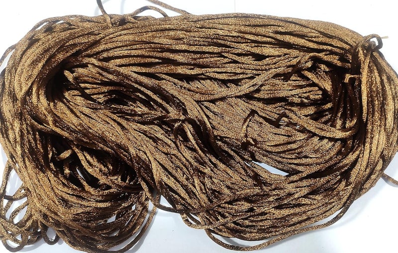 OMX 2.5 MM, 60 to 75 Mtr, Thick Malai Macrame Cord/Malai Dori/Silk Macrame, Bugtail Satin Cord Shamballa Beading Kumihimo String (Brown) - Image 1