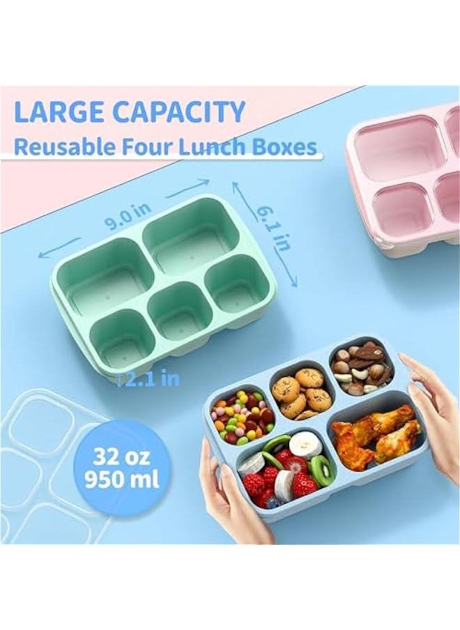HOOKOR Snack Boxes (3 Pack) - Stackable Bento Boxes with 3 Compartments, Meal Prep Containers Reusable, Lightweight Lunch Containers for Kids and Adults, BPA Free (White)  - Image 2