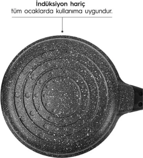 Nehir Black 3 Piece Aluminum Cast Granite Pan Set