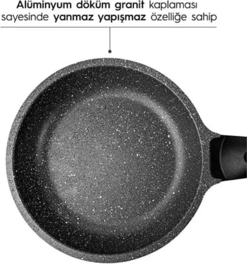 Nehir Black 3 Piece Aluminum Cast Granite Pan Set