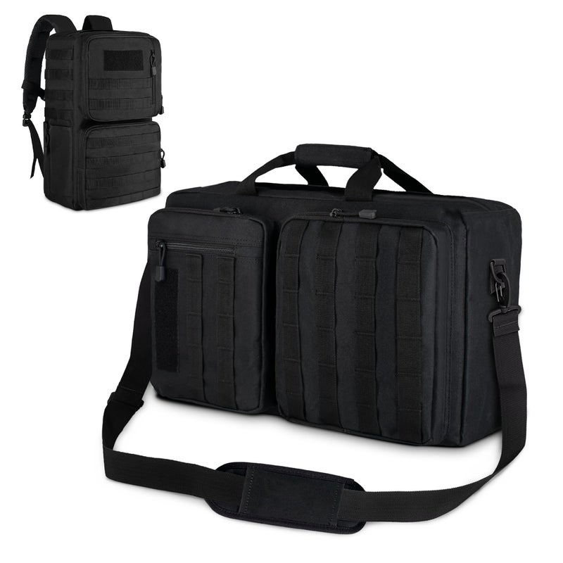 MANETTA 3 Way Tactical Backpack for Men,Convertible Briefcase for 15.6 Inch Laptop,Satchel for Work/Travel/Business,Water resistant Shoulder Messenger Bag,Carry as Tote - Image 1