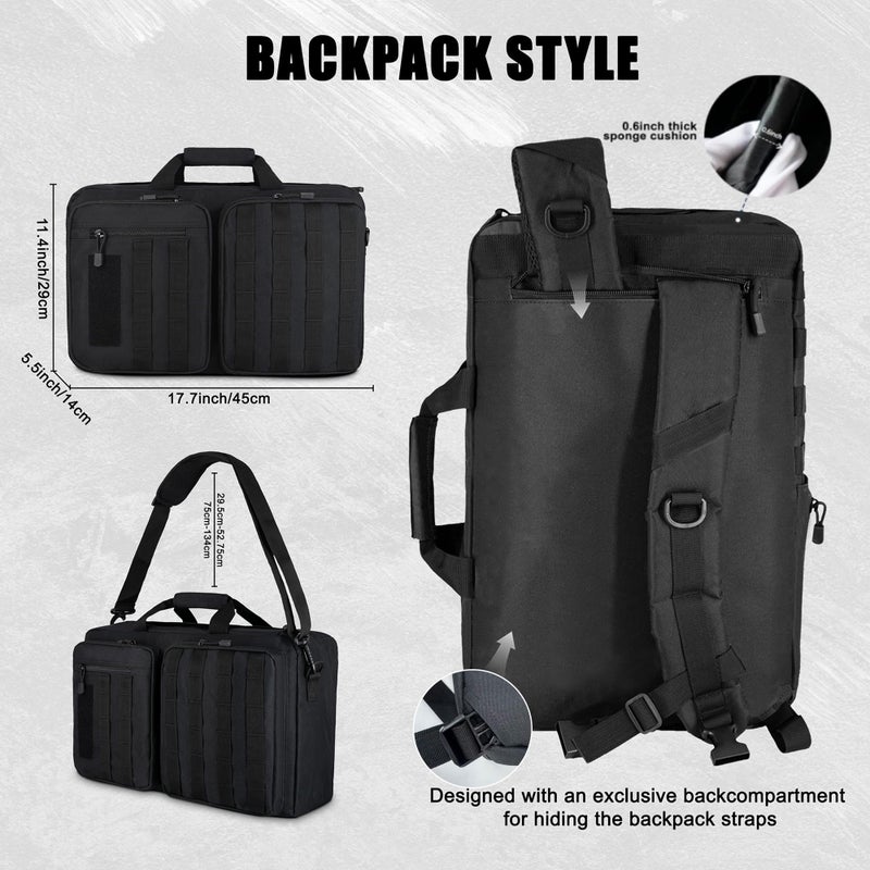 MANETTA 3 Way Tactical Backpack for Men,Convertible Briefcase for 15.6 Inch Laptop,Satchel for Work/Travel/Business,Water resistant Shoulder Messenger Bag,Carry as Tote - Image 3
