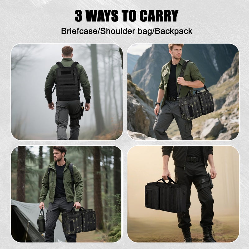 MANETTA 3 Way Tactical Backpack for Men,Convertible Briefcase for 15.6 Inch Laptop,Satchel for Work/Travel/Business,Water resistant Shoulder Messenger Bag,Carry as Tote - Image 2