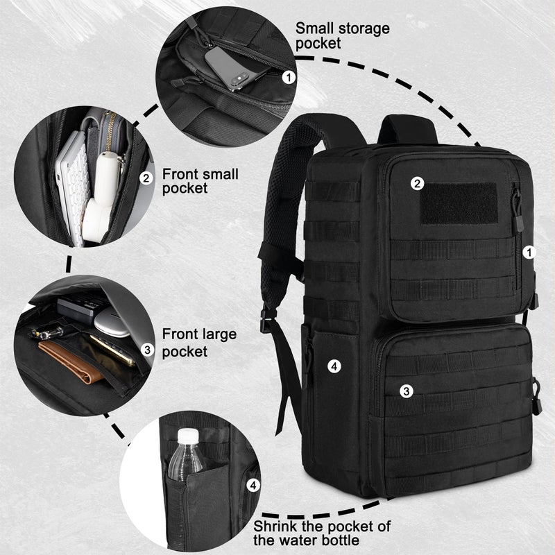 MANETTA 3 Way Tactical Backpack for Men,Convertible Briefcase for 15.6 Inch Laptop,Satchel for Work/Travel/Business,Water resistant Shoulder Messenger Bag,Carry as Tote - Image 4