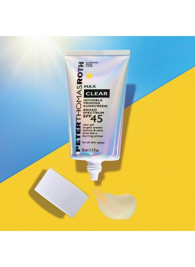 PETER THOMAS ROTH - | Max Clear Invisible Priming Sunscreen Broad Spectrum Spf 45 | Makeup Primer With Spf, Water-Resistant Sunscreen Gel With Silky Finish, 1.7 Fl. Oz. - Image 1