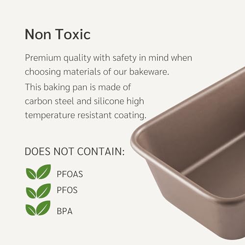 HAPPIELS Nonstick 9x5 inch Bread Loaf Pan for Oven | PFOA & BPA Free Non Toxic Loaf Tin | Molds for Baking | Best 9 x 5 Non stick Bakeware | Nontoxic 5x9 Banana Bread Mold Pans & Tins - Image 4