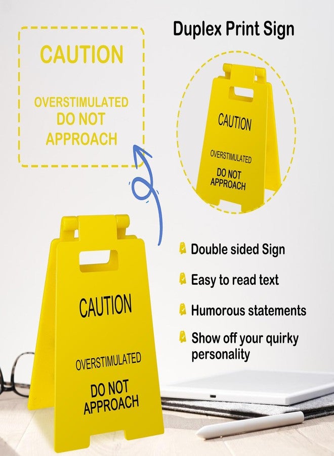 Joyline Funny Prank Gift Mini Caution Overstimulated Desk Sign for Coworkers Teammates Employees Boss (1PCS) - Image 4
