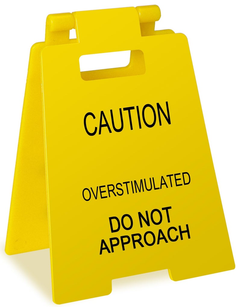 Joyline Funny Prank Gift Mini Caution Overstimulated Desk Sign for Coworkers Teammates Employees Boss (1PCS) - Image 1