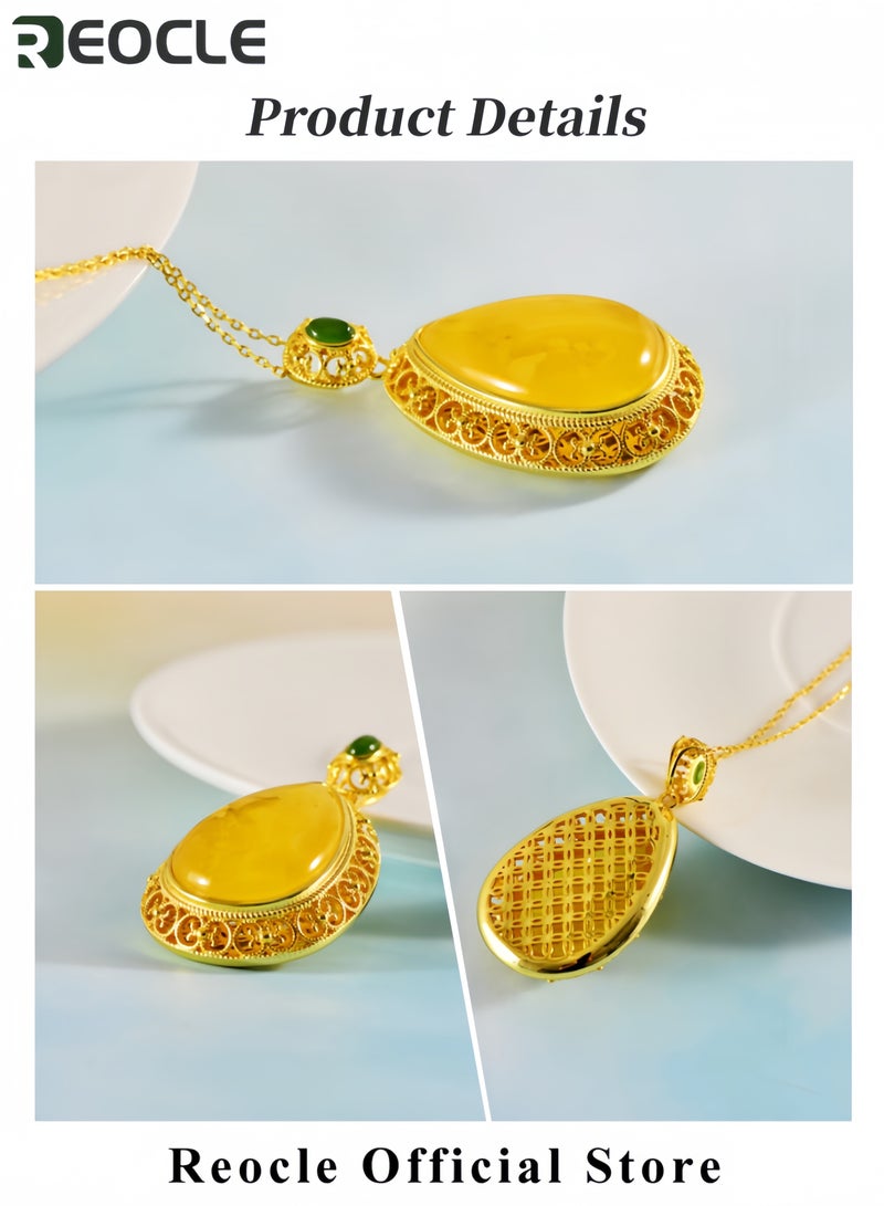 REOCLE Women's Topaz Pendant Necklace Yellow Teardrop Shaped Pendant Birthstone Necklace with Gold Chain Jewelry for Women and Girls - Image 4