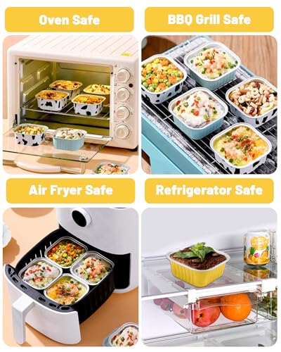 Tikxlafe 50 Pack 5oz Square Mini Cake Pans with Lids and Spoons,Aluminum Foil Baking Cups,Disposable Mini Loaf Pans Ramekins for Brownie, Cheesecake, Mousse & Wedding Party Favors-Pink - Image 5