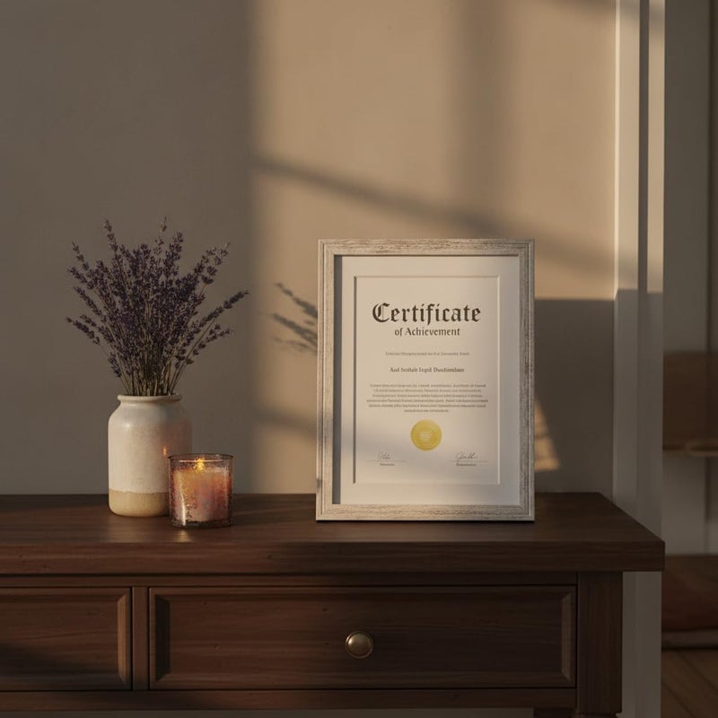 Certificate of Achievement Picture Frame, Rustic White Wood 29.7 * 21 cm - Image 4