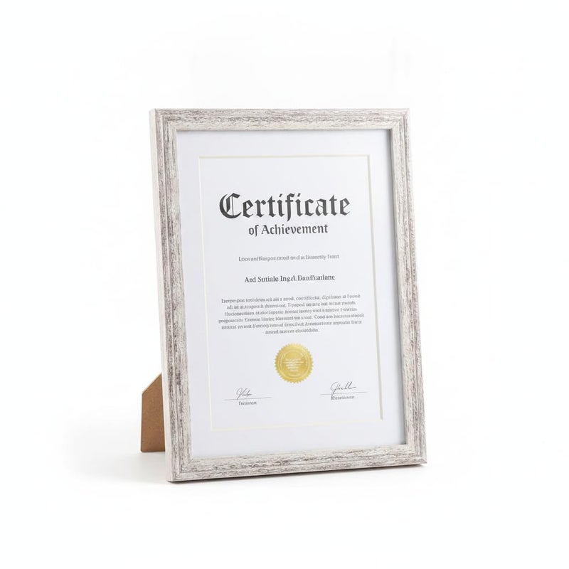 Certificate of Achievement Picture Frame, Rustic White Wood 29.7 * 21 cm - Image 1