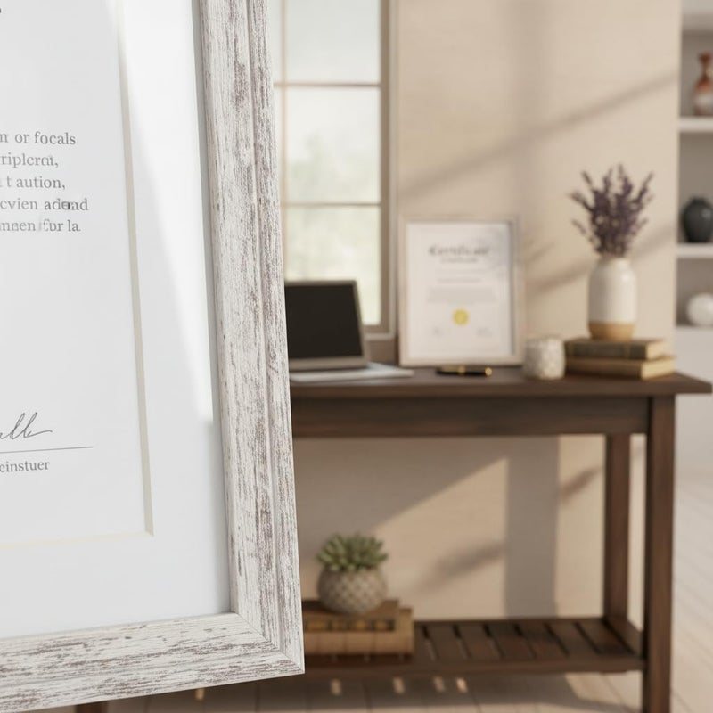 Certificate of Achievement Picture Frame, Rustic White Wood 29.7 * 21 cm - Image 2