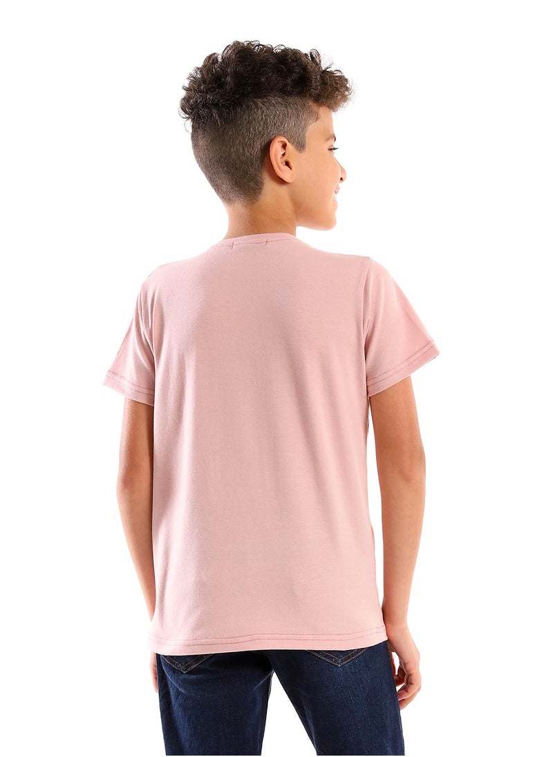Andora - Boys Slip On Standard Fit T-Shirt - Pale Pink - Image 1