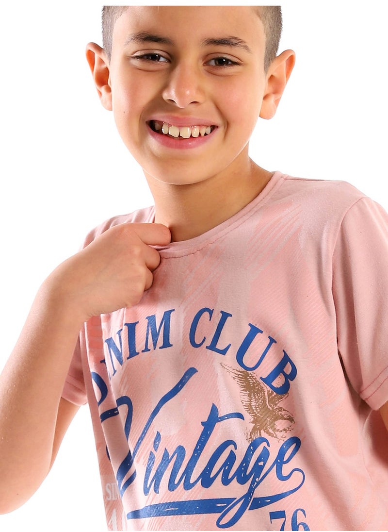 Andora - Boys Slip On Standard Fit T-Shirt - Pale Pink - Image 1