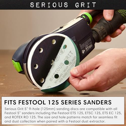 Serious Grit - 5-Inch 9-Hole 120 Grit Sanding Discs - Heavy-Duty Hook & Loop Film Discs - Sandpaper for Random Orbital Sanders - 50 Pack Box - Image 3