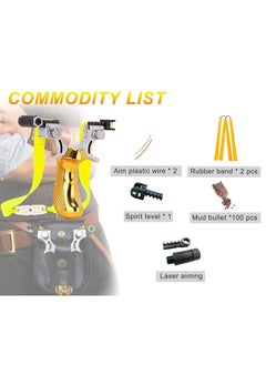Rock Pow Hunting Slingshots Set, Professional Laser Slingshot for Outdoor Hunting,Adult high-speed catapult slingshot,100 Ammo Balls and 2 Rubber Bands.  - Image 2