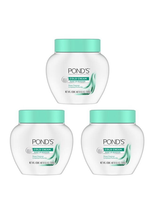 Pond's Cold Face Cream, Skin Care Facial Cleanser for All Skin Types, Deep Moisturizing Face Wash & Makeup Remover, 9.5 oz, 3 Pack - Image 1