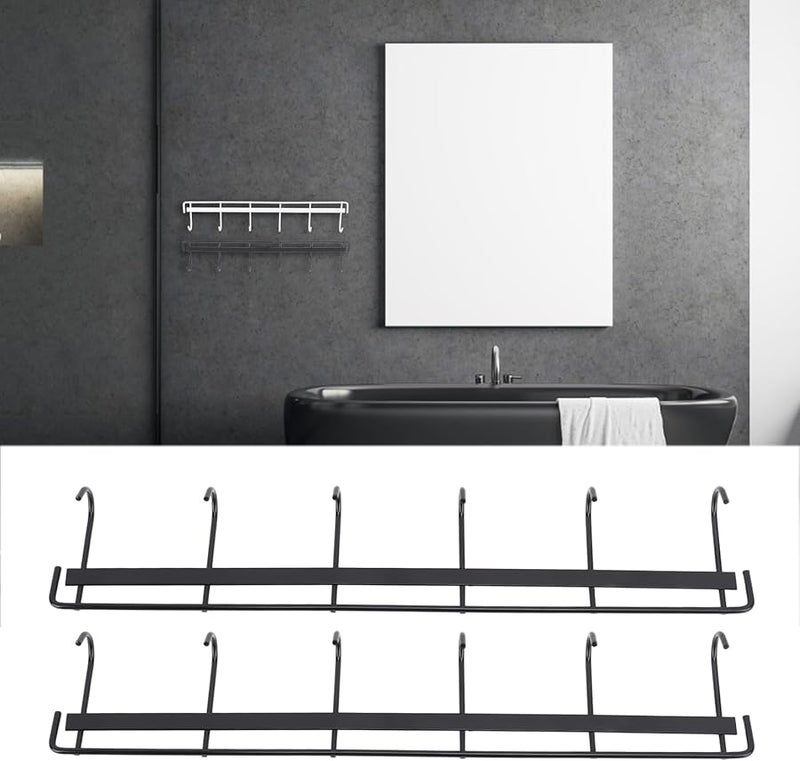 حامل معطف مثبت على الحائط مع 6 خطافات من الفولاذ المقاوم للصدأ باللون الأسود للحمام غرفة النوم المكتب - Image 5