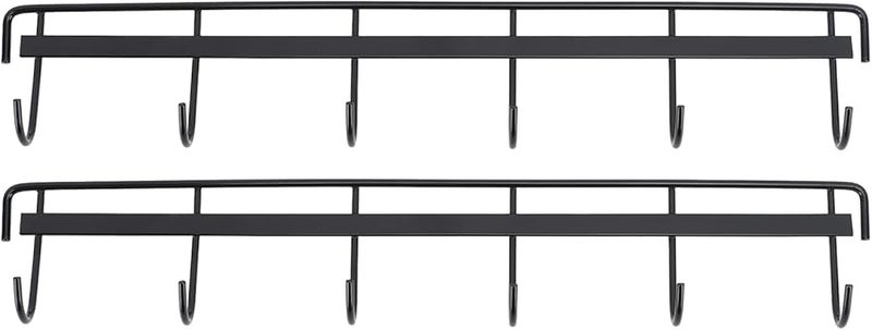حامل معطف مثبت على الحائط مع 6 خطافات من الفولاذ المقاوم للصدأ باللون الأسود للحمام غرفة النوم المكتب - Image 3
