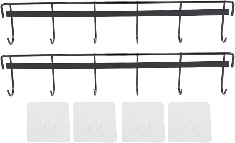 حامل معطف مثبت على الحائط مع 6 خطافات من الفولاذ المقاوم للصدأ باللون الأسود للحمام غرفة النوم المكتب - Image 1
