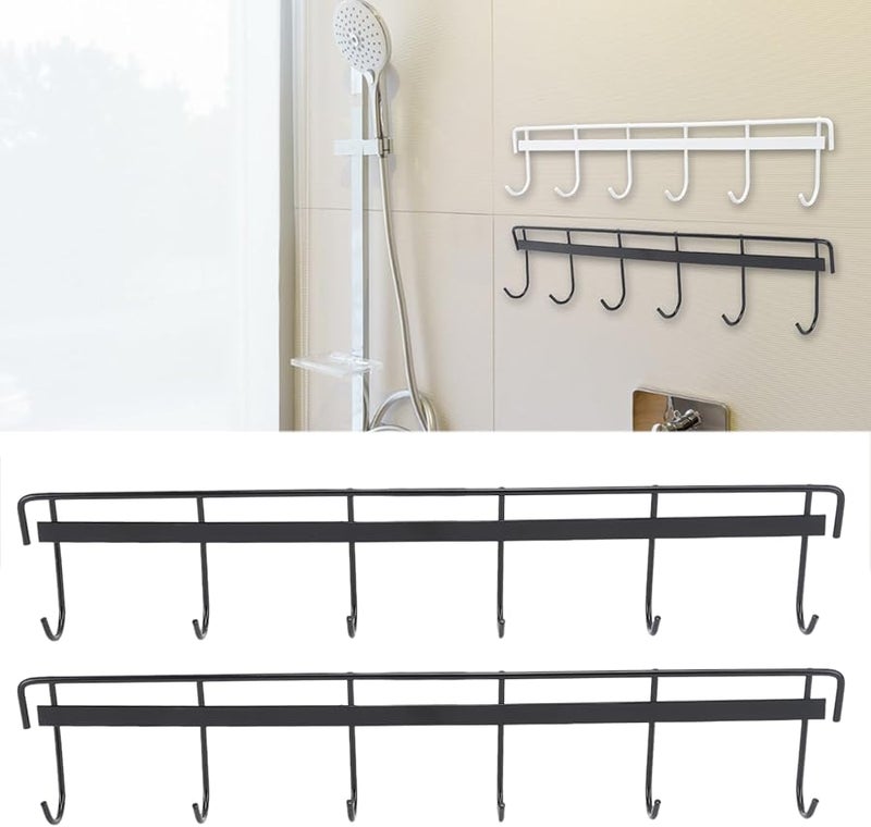حامل معطف مثبت على الحائط مع 6 خطافات من الفولاذ المقاوم للصدأ باللون الأسود للحمام غرفة النوم المكتب - Image 4