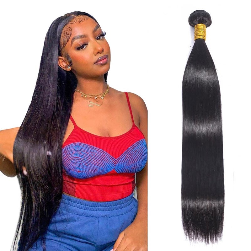 Veravicky Straight Bundles Human Hair 100 Unprocessed Brazilian Virgin Human Hair Bundles 18 Inch Straight Bundles Natural Black Color Double Weft Straight Bundles For Women